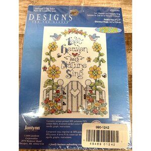 Let Heaven And Nature Sing Stamped Cross Stitch Kit 5" x 7" By Janlynn With Card